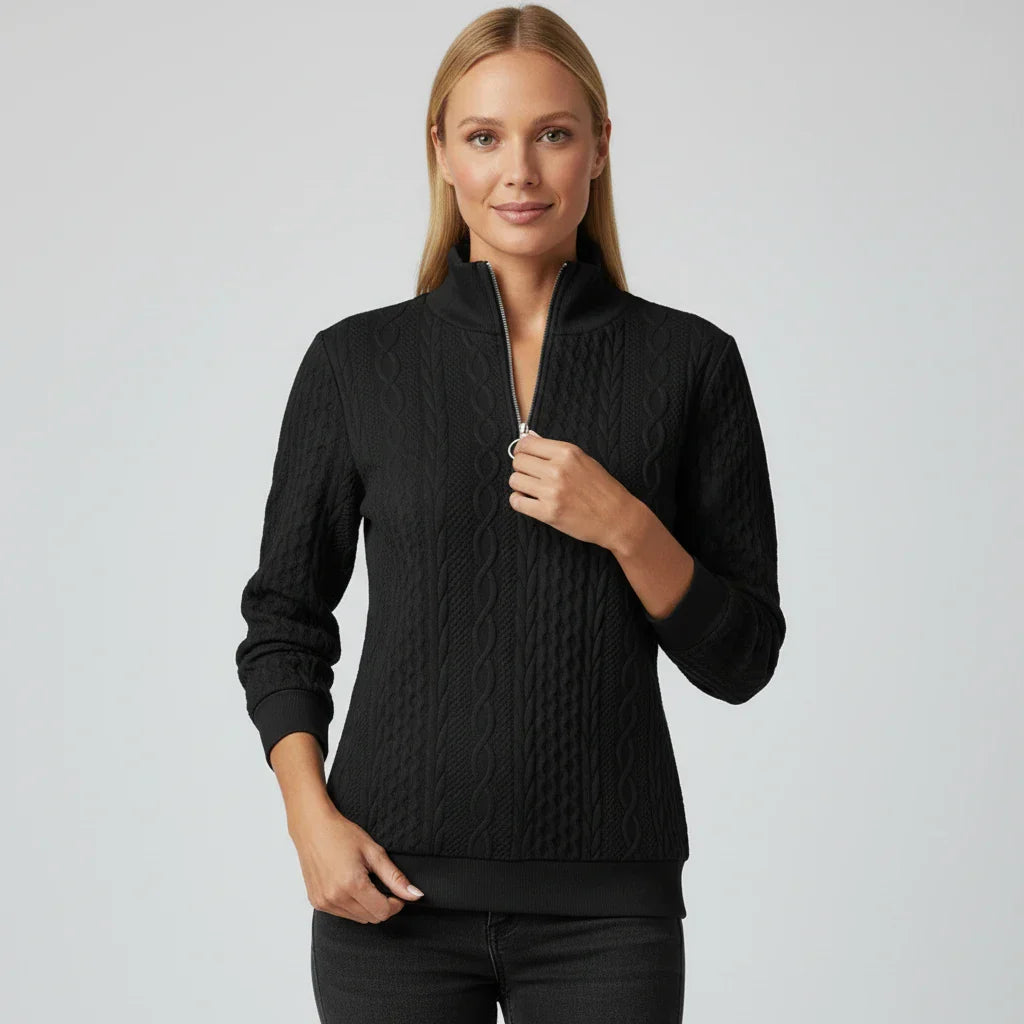 Eleanor | Women Spring Zip Neck Textured Sweater
