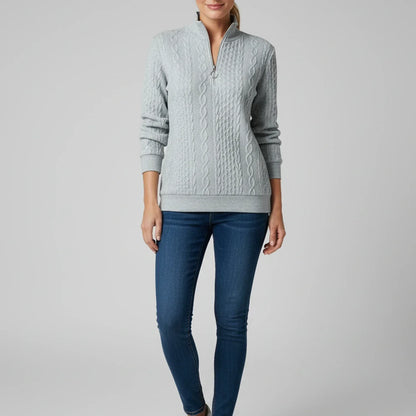 Eleanor | Women Spring Zip Neck Textured Sweater