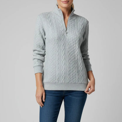 Eleanor | Women Spring Zip Neck Textured Sweater