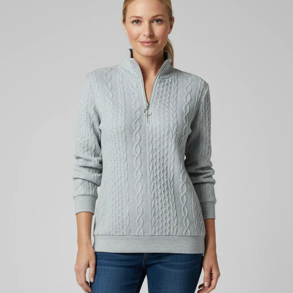 Eleanor | Women Spring Zip Neck Textured Sweater