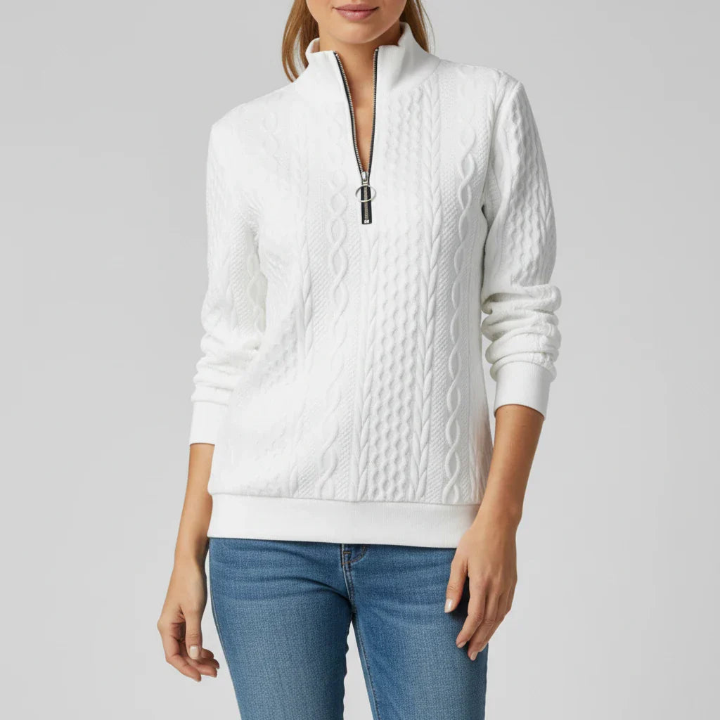 Eleanor | Women Spring Zip Neck Textured Sweater