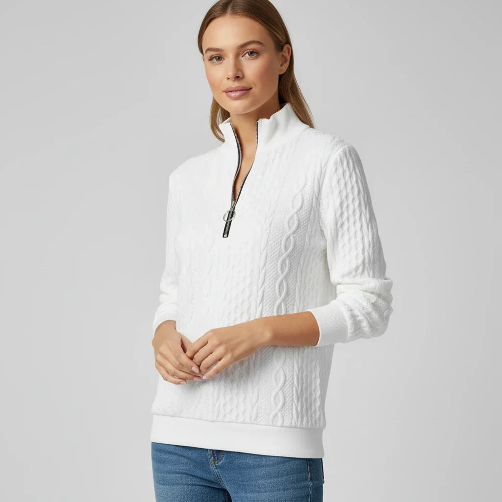 Eleanor | Women Spring Zip Neck Textured Sweater