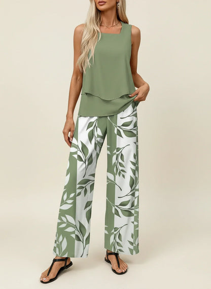 Amelia | Summer Sleeveless Wide Leg Pant Set