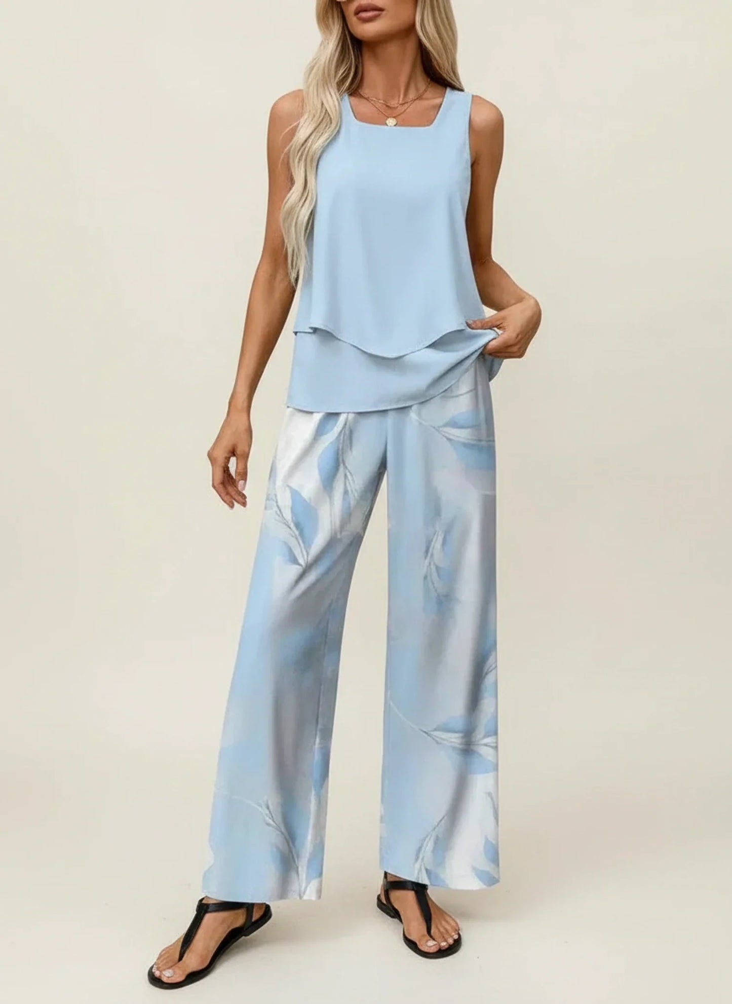 Amelia | Summer Sleeveless Wide Leg Pant Set
