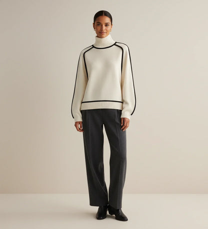Isabella | Women's Spring Turtleneck Sweater with Contrast Trim