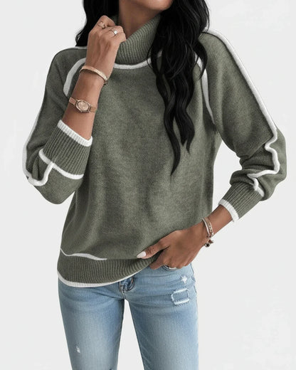 Lauren | Women's Spring Trim Turtleneck Knit Sweater