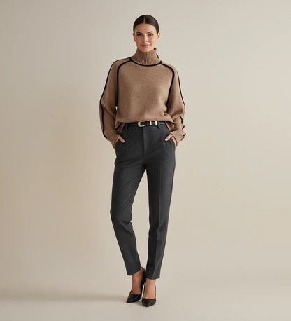 Isabella | Women's Spring Turtleneck Sweater with Contrast Trim