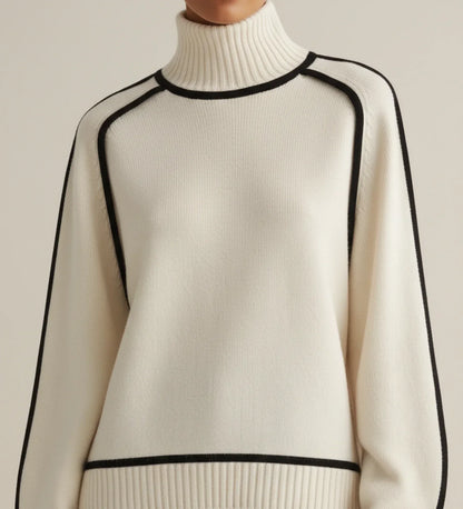 Isabella | Women's Spring Turtleneck Sweater with Contrast Trim