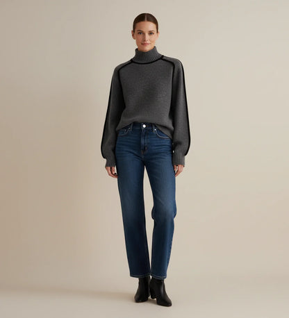 Isabella | Women's Spring Turtleneck Sweater with Contrast Trim