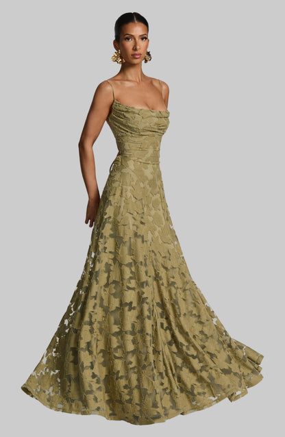 Women's A-Line Maxi Dress Lace-Up Back - 
Fashinoza