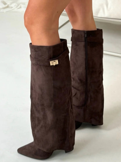 womens-faux-knee-high-boots-with-side-zipper-and-buckle-12