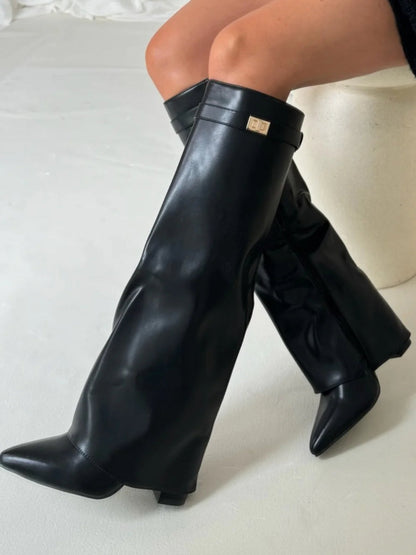 womens-faux-knee-high-boots-with-side-zipper-and-buckle-13