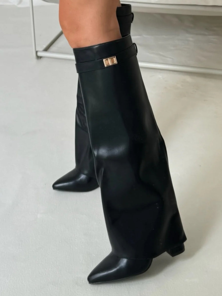 womens-faux-knee-high-boots-with-side-zipper-and-buckle-15