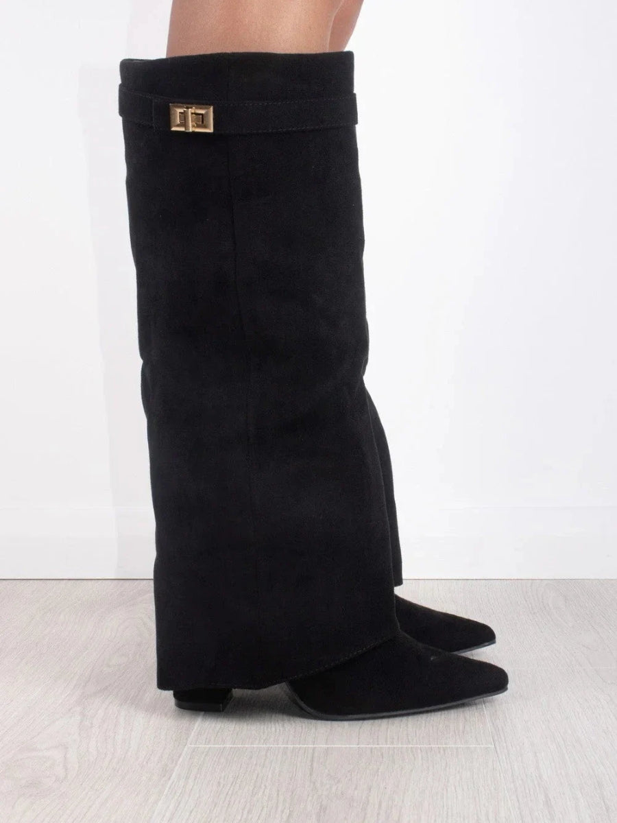 womens-faux-knee-high-boots-with-side-zipper-and-buckle-2
