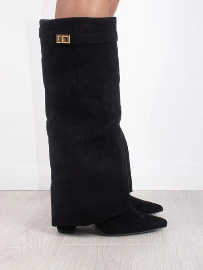 womens-faux-knee-high-boots-with-side-zipper-and-buckle-2