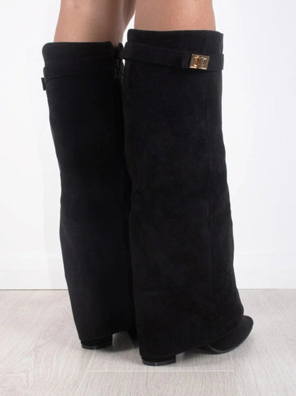 womens-faux-knee-high-boots-with-side-zipper-and-buckle-5