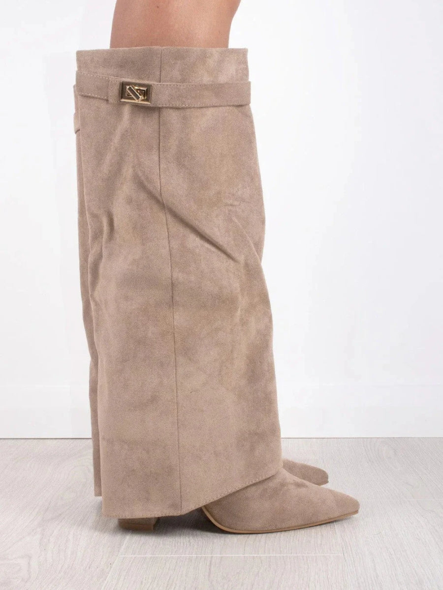 womens-faux-knee-high-boots-with-side-zipper-and-buckle-9