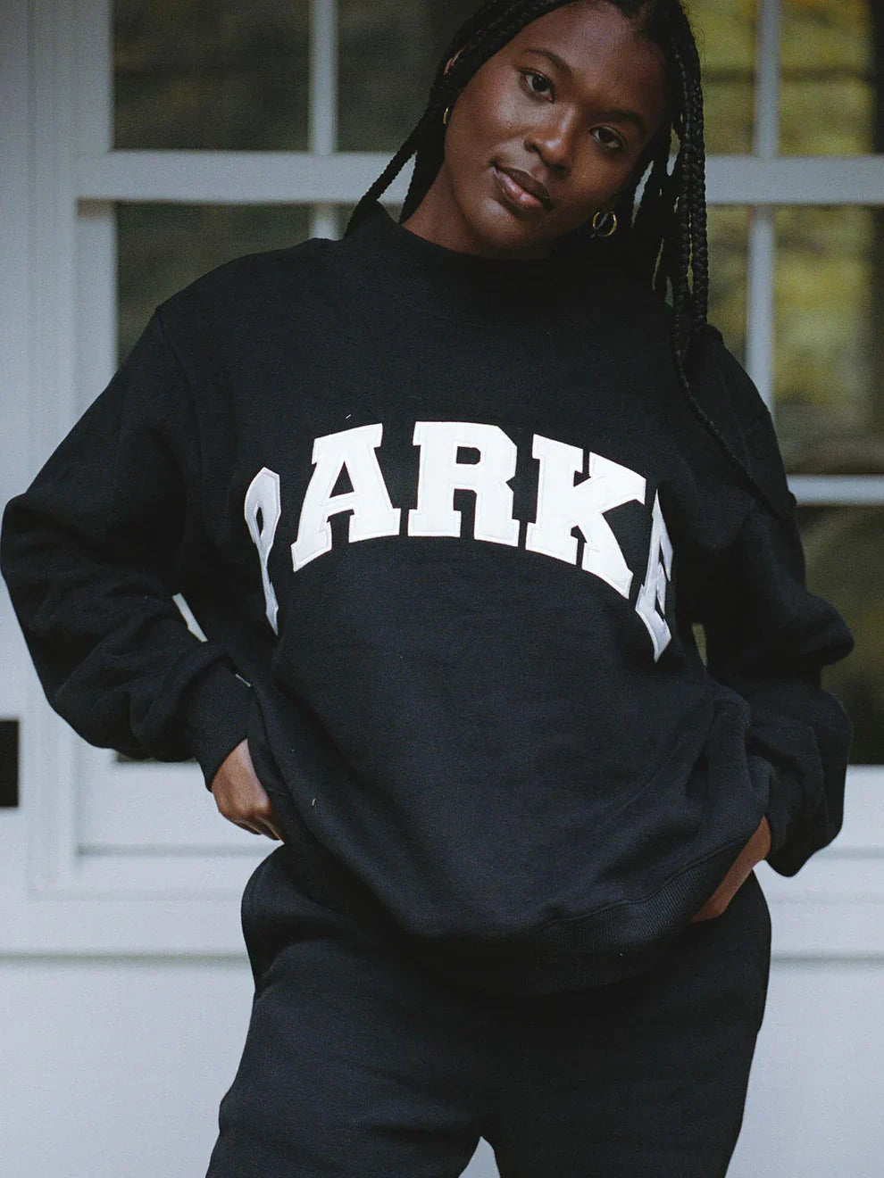 womens-fleece-crewneck-sweatshirt-with-parke-lettering-and-rib-trim-2