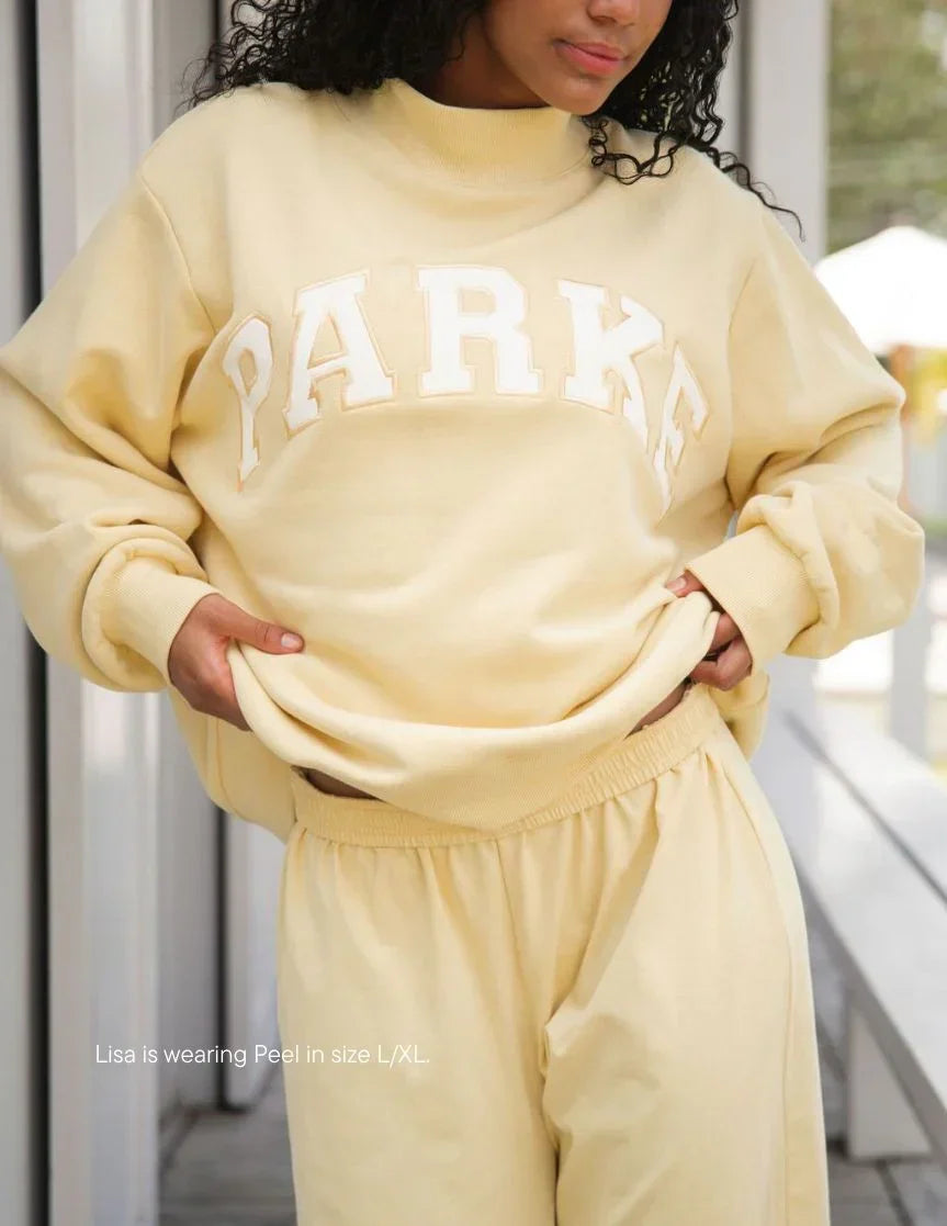 Women's Fleece Sweatshirt Mock Neck Chenille Lettering - 
Fashinoza