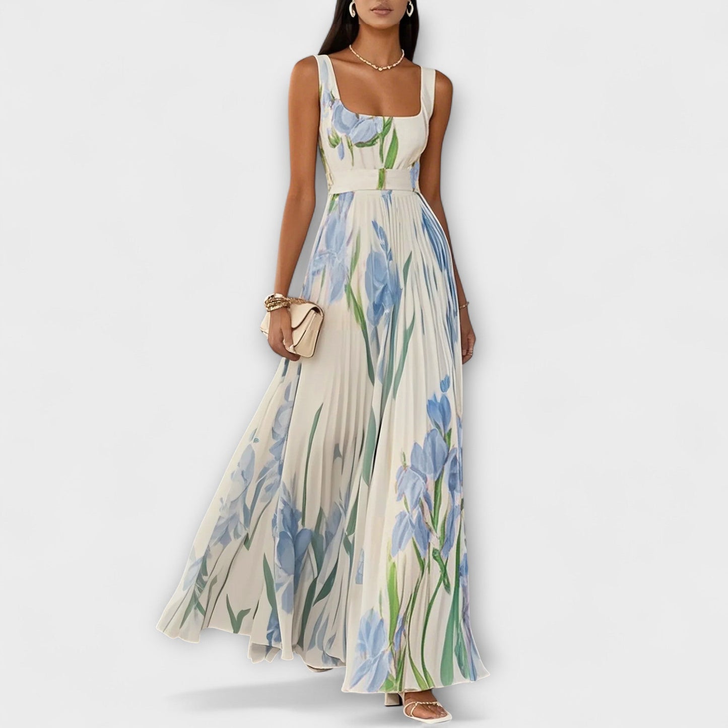 womens-floral-polyester-maxi-dress-with-square-neck-and-belt-2