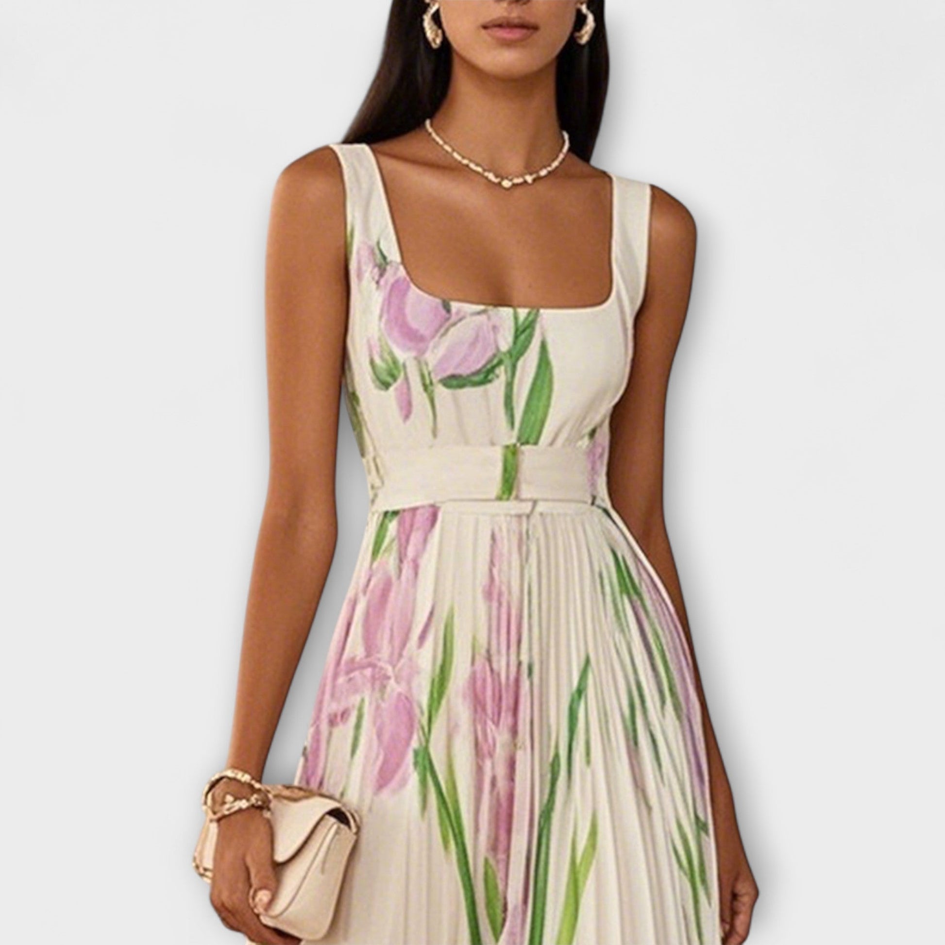 womens-floral-polyester-maxi-dress-with-square-neck-and-belt-6