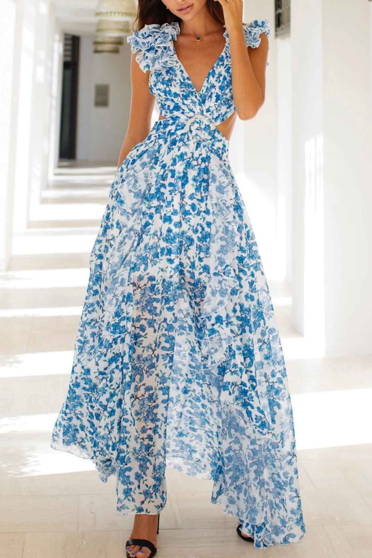 womens-floral-print-maxi-dress-with-ruffle-sleeves-and-waist-cutouts-2