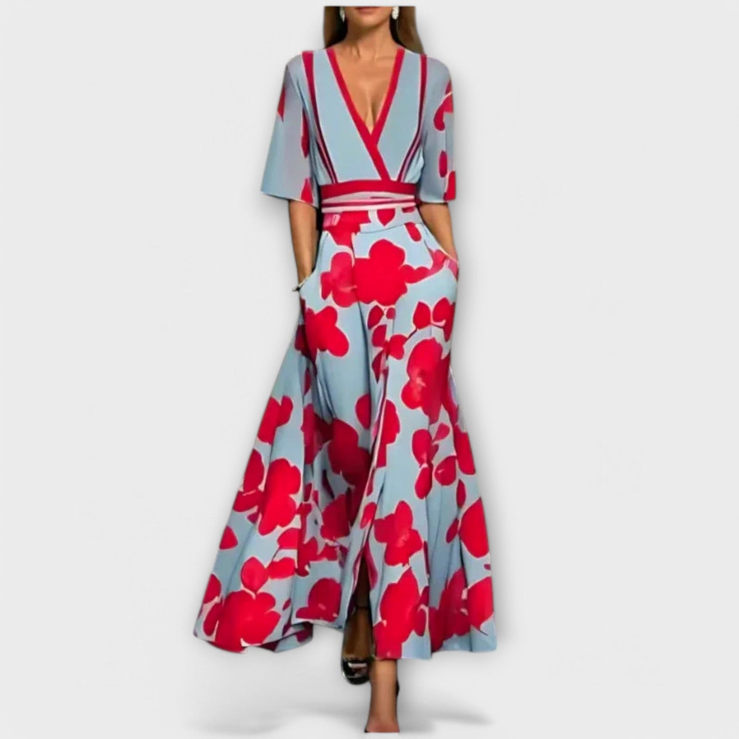 womens-floral-woven-maxi-dress-with-v-neck-and-sash-waist-2