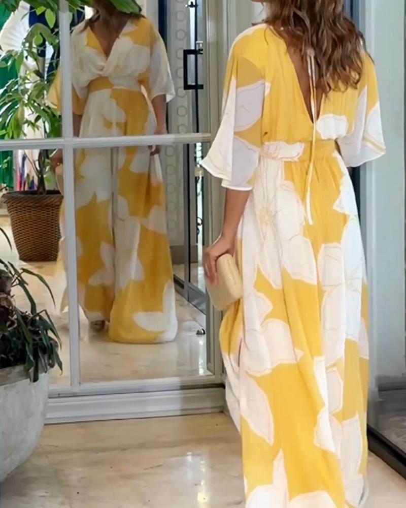 womens-floral-woven-maxi-dress-with-v-neck-and-smocked-waist-3