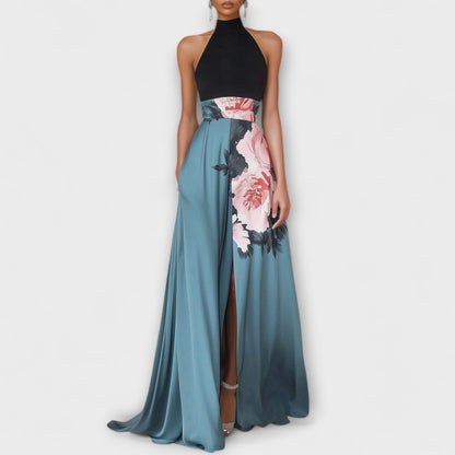 womens-maxi-dress-in-polyester-with-halter-neck-and-front-slit-2