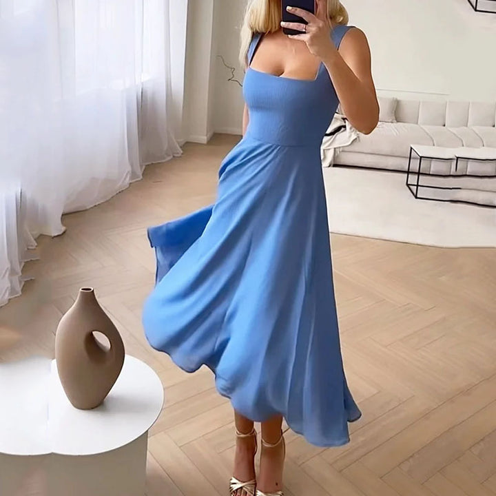 womens-midi-dress-in-woven-material-with-square-neck-and-sleeveless-straps-3