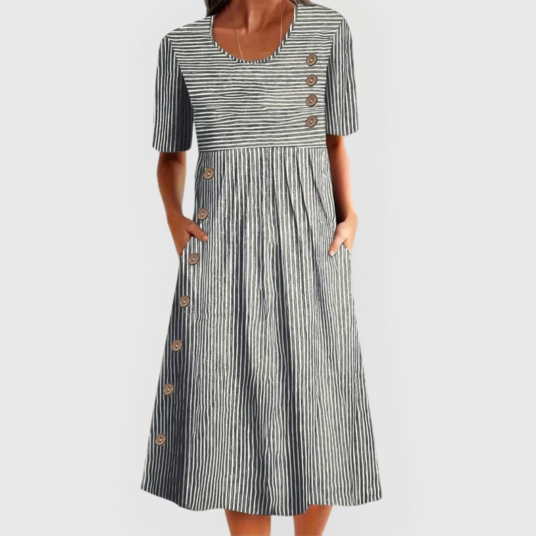 womens-midi-dress-with-striped-woven-material-and-button-trim-2