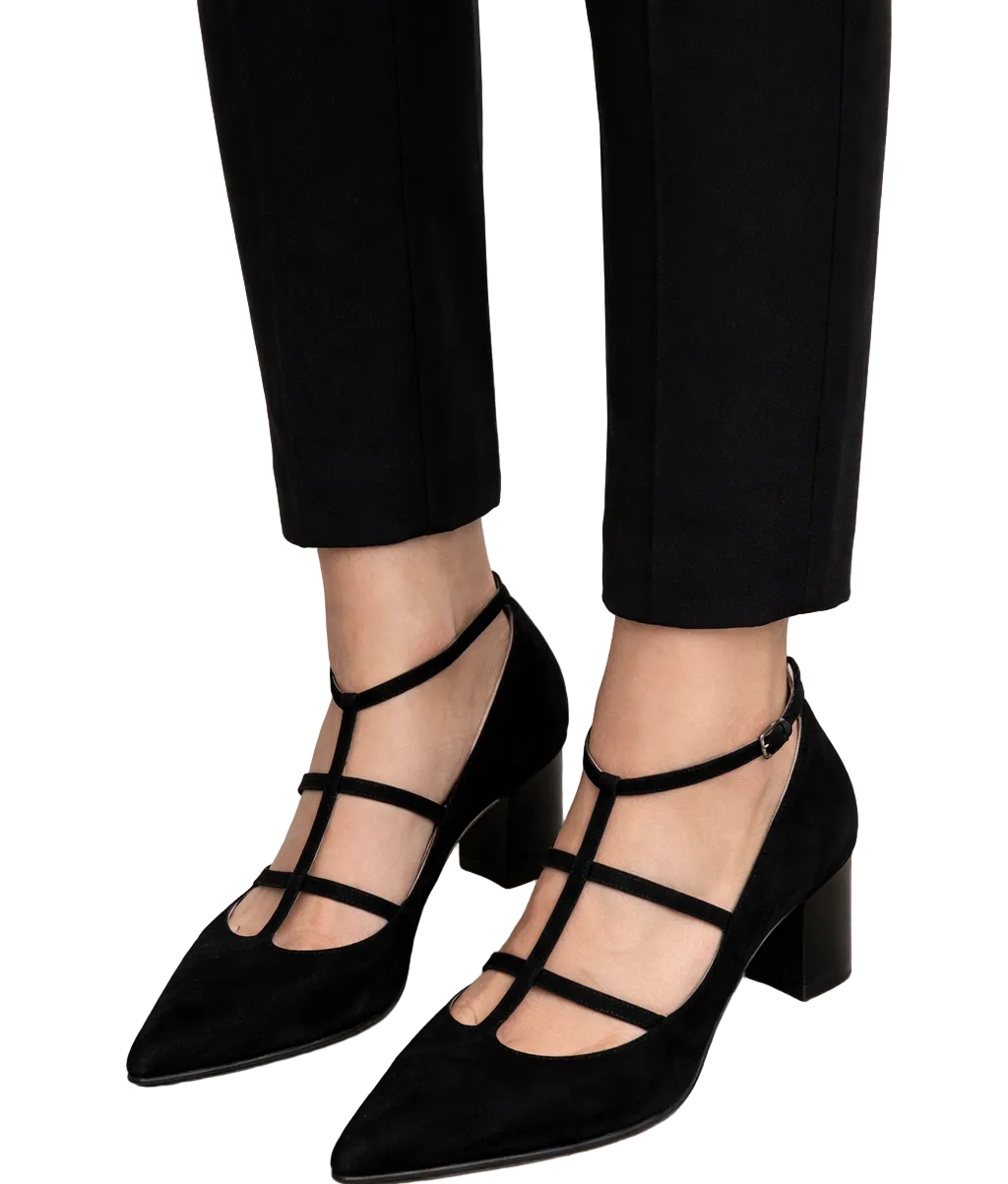 Women's Pointed Toe Synthetic Heels Multi Strap Block Heel - 
Fashinoza