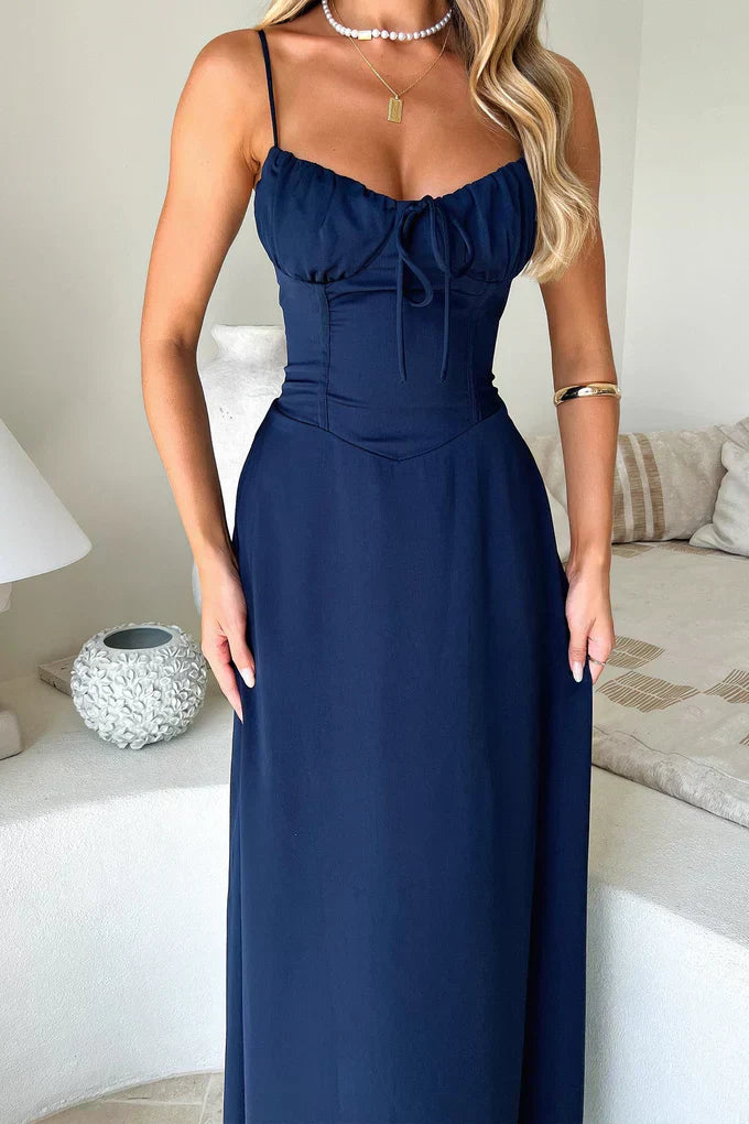 womens-woven-maxi-dress-with-spaghetti-straps-and-bow-tie-neckline-5