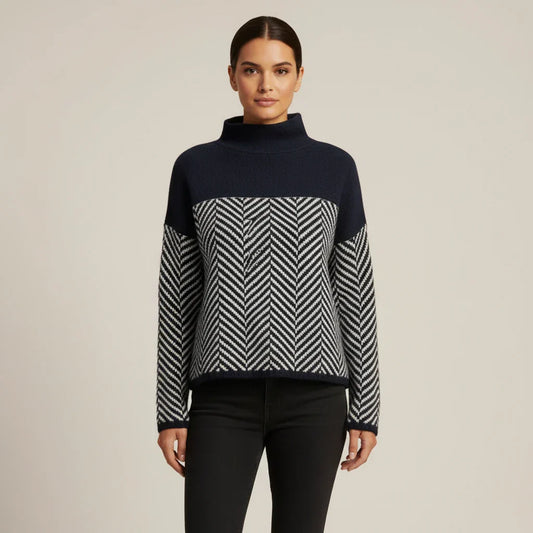 Jacklyn | Women's Spring Turtleneck Color Block Sweater