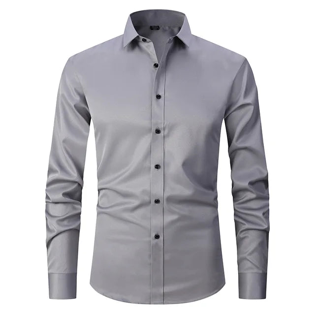 Men's Long Sleeve Button Front Shirt Cotton Contrast Buttons - 
Fashinoza