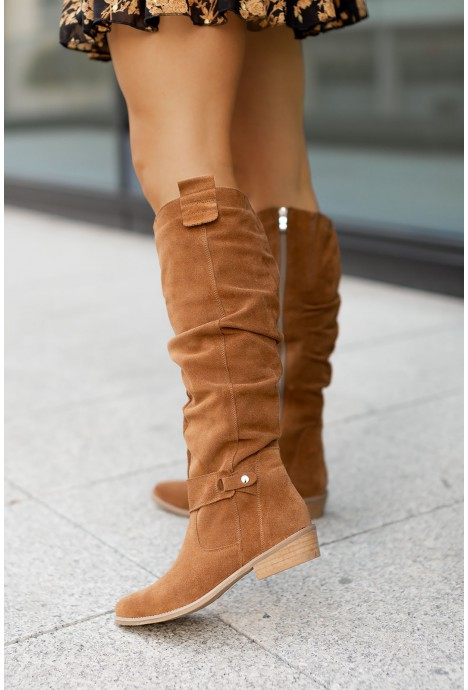 Women's Knee-High Boots Low Heel Closed Toe