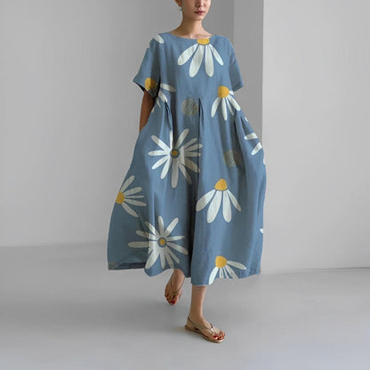Women's Short Sleeve Printed Midi Dress