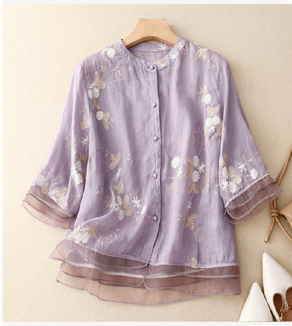Women's Embroidered Floral Blouse
