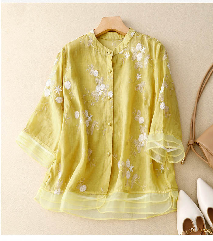 Women's Embroidered Floral Blouse