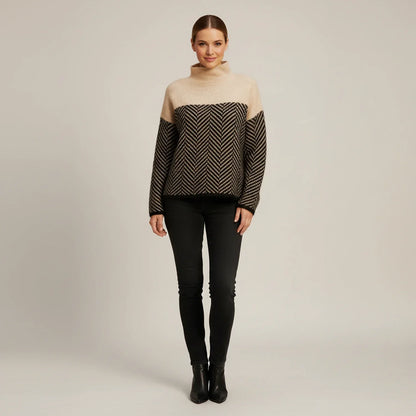 Jacklyn | Women's Spring Turtleneck Color Block Sweater