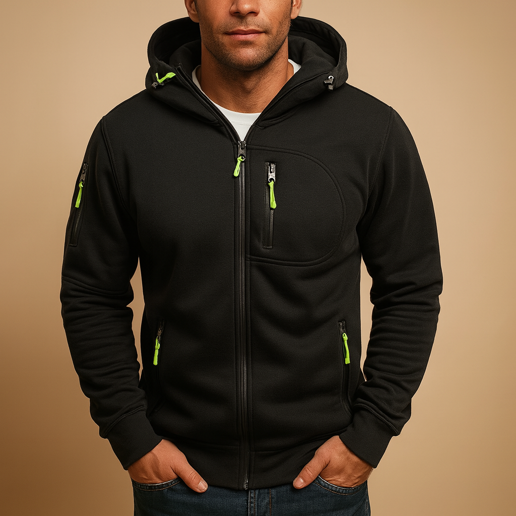 Men's Zipped Hooded Hoodie - 
Fashinoza