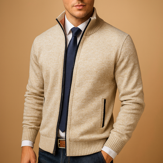 Men's Zipped Knit Jacket - 
Fashinoza