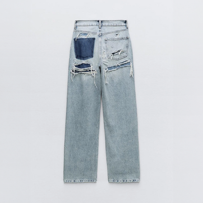 Relaxed Straight-Leg Denim Pants