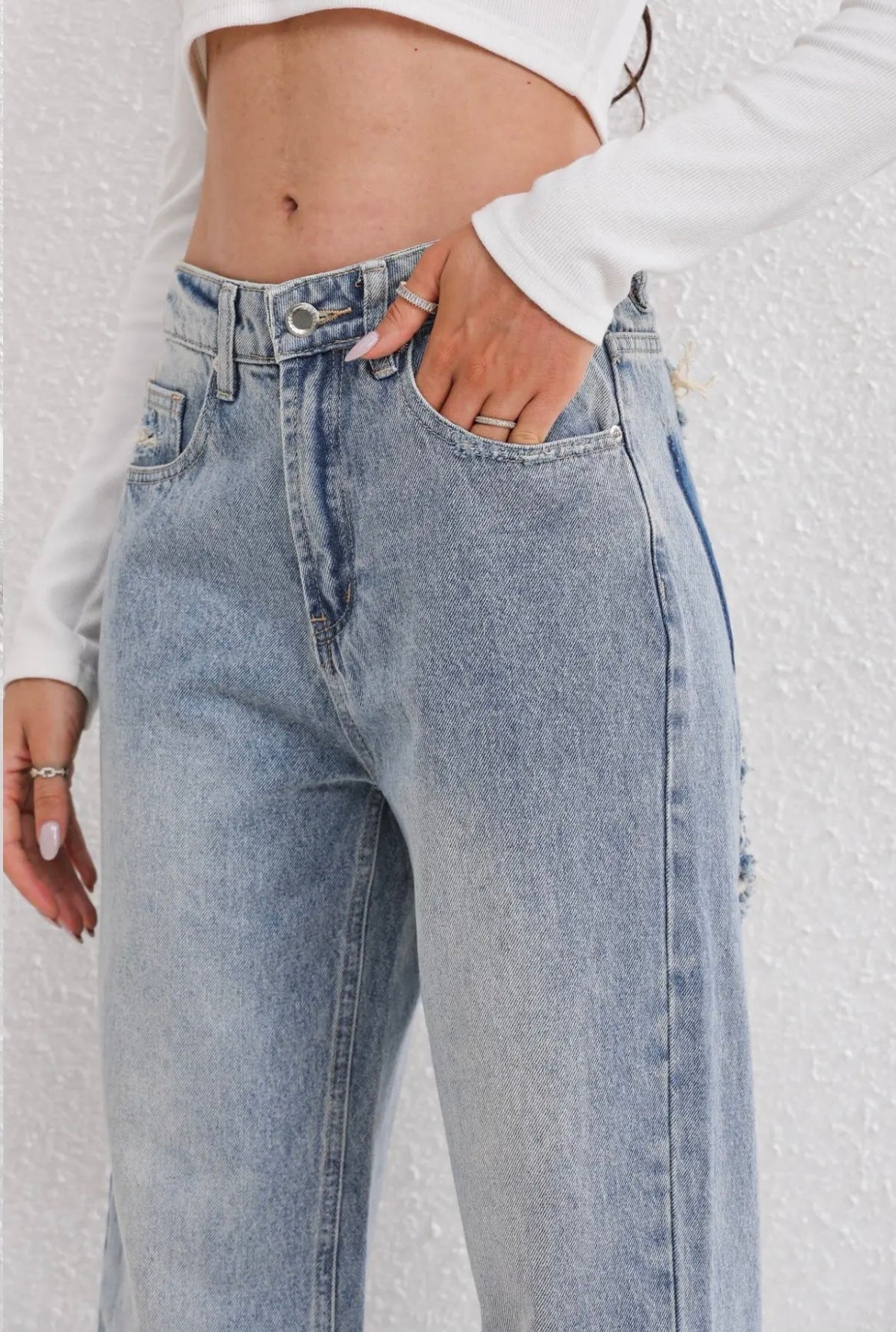 Relaxed Straight-Leg Denim Pants