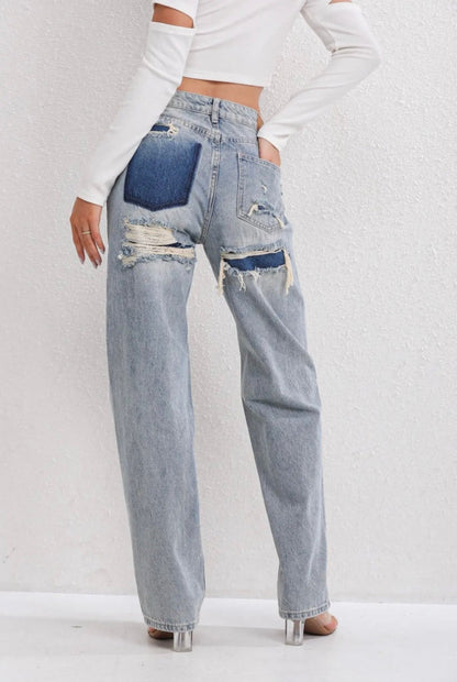Relaxed Straight-Leg Denim Pants