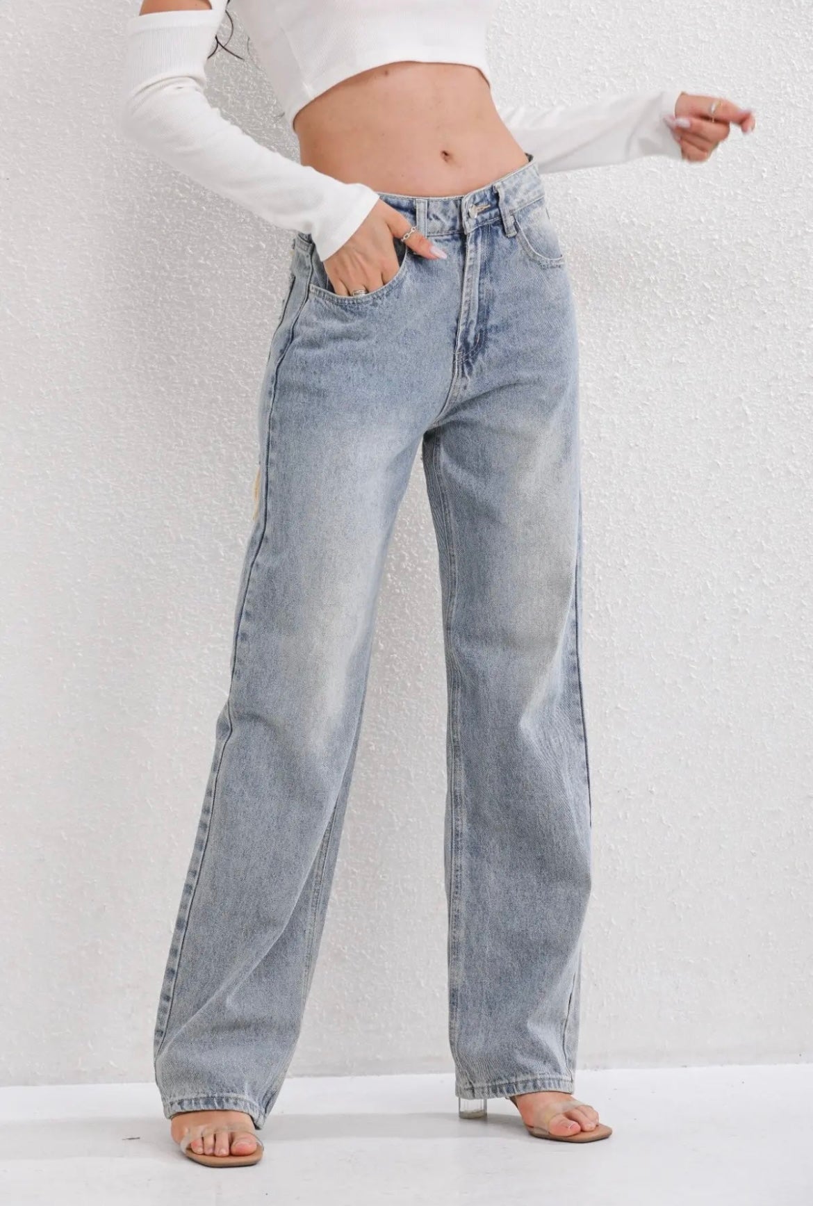 Relaxed Straight-Leg Denim Pants