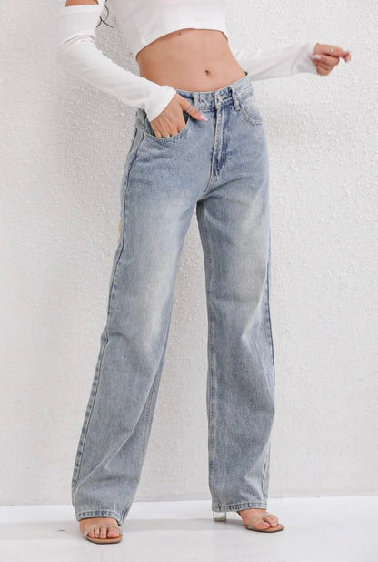 Relaxed Straight-Leg Denim Pants